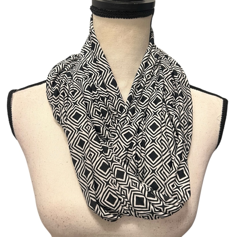 Chic Black and White Patterned Scarf